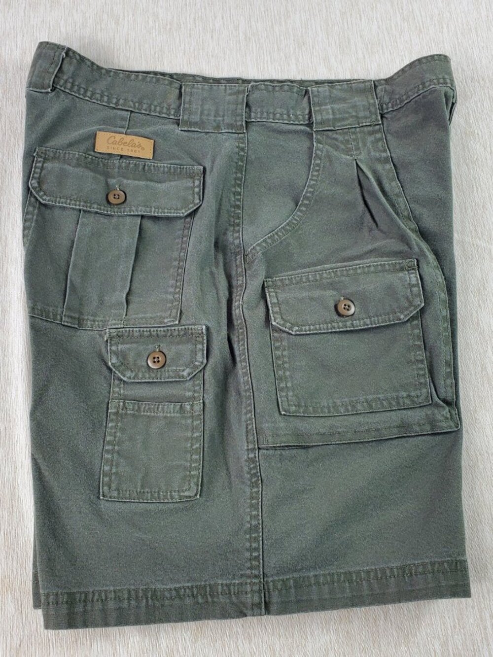 Cabela's Casual Cargo Shorts Womens 14 Olive Green Cotton Utility Hiking Outdoor